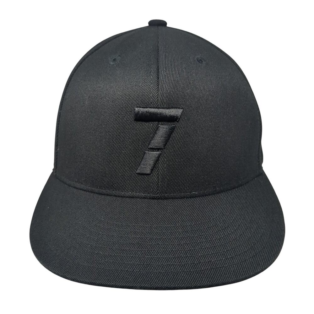 7 Fitted Baseball Cap Black 7 5/8 Lightweight Embroidered 6 Panel 210 Fitted